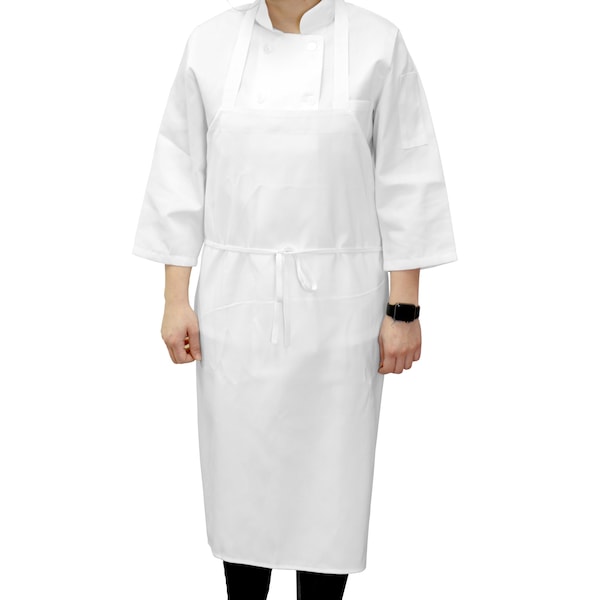 Monarch Brands Bib Spun Poly Aprons , White, 48PK APRN-W-SPUN-CS - main